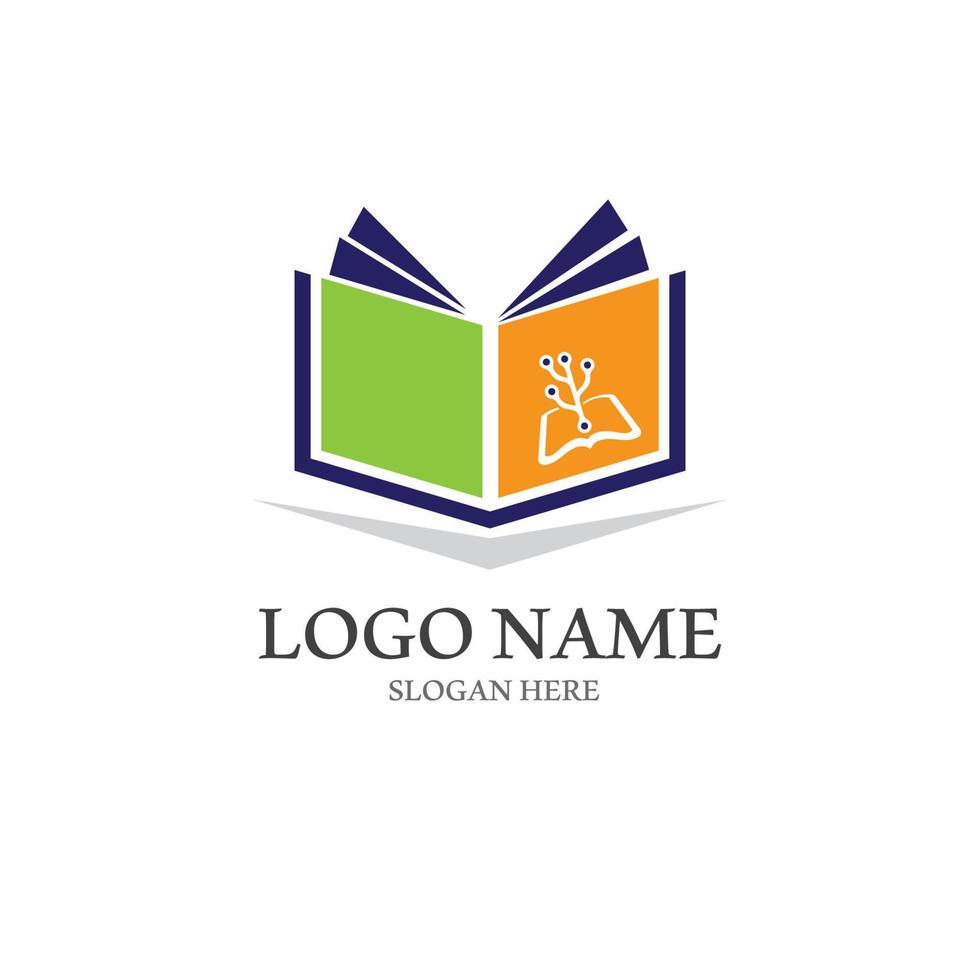 vector de tecnología de icono de logotipo de libro digital