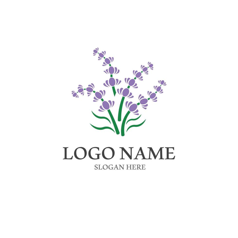 vector de logotipo de icono de flor de lavanda fresca