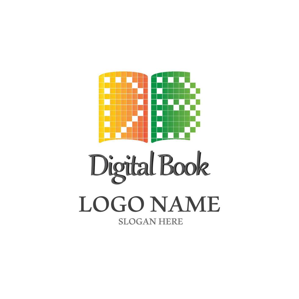 vector de tecnología de icono de logotipo de libro digital