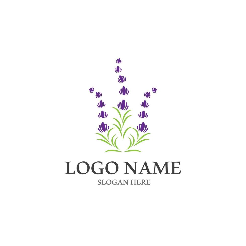 vector de logotipo de icono de flor de lavanda fresca