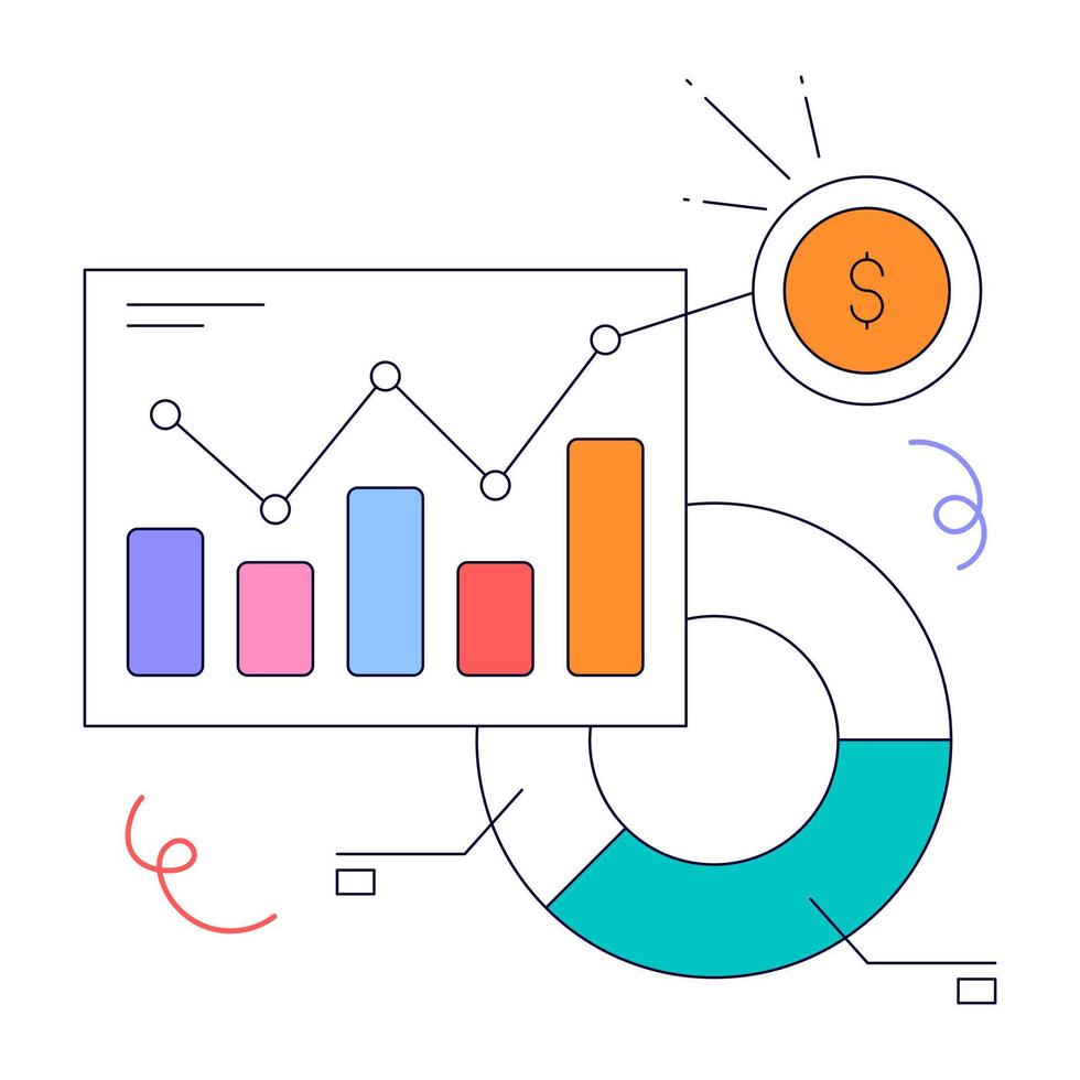 Financial analysis flat animated illustration vector