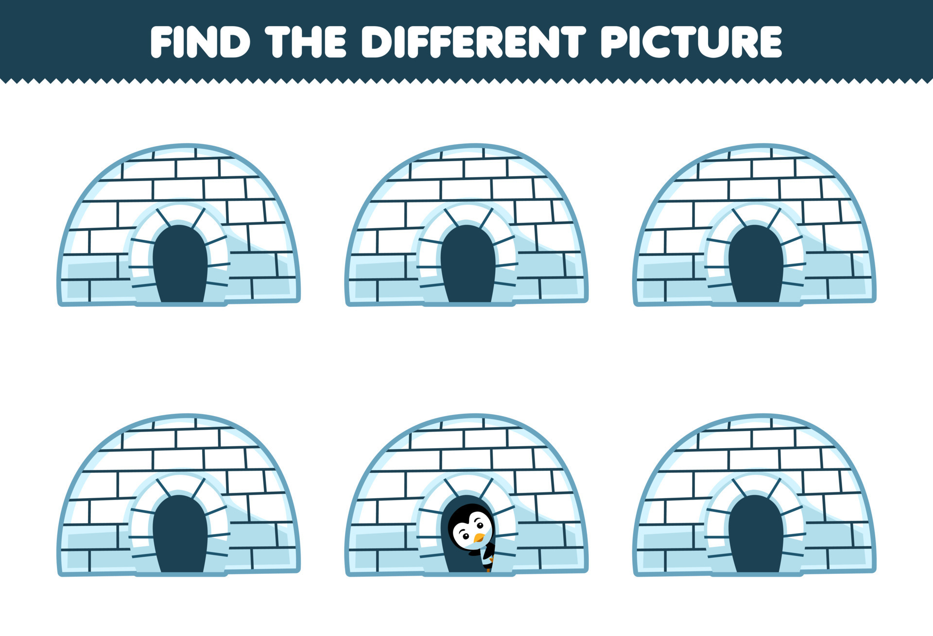 Education game for children find the different picture of cute cartoon