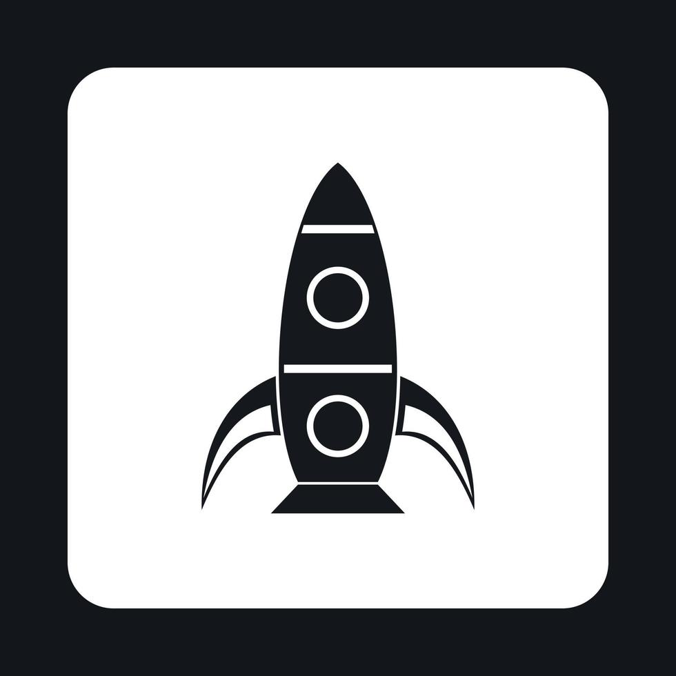 Rocket with portholes icon, simple style vector
