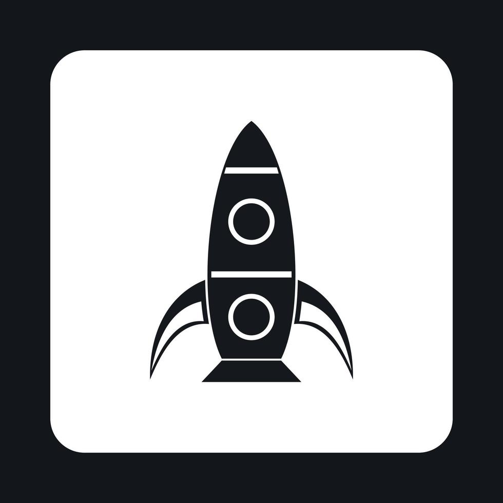 Rocket with portholes icon, simple style vector
