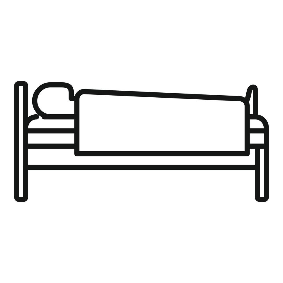 hombre en el icono de la cama del hospital, estilo de contorno vector