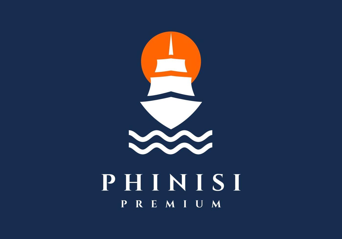 Phinisi sailing ship logo suitable for company symbol. vector