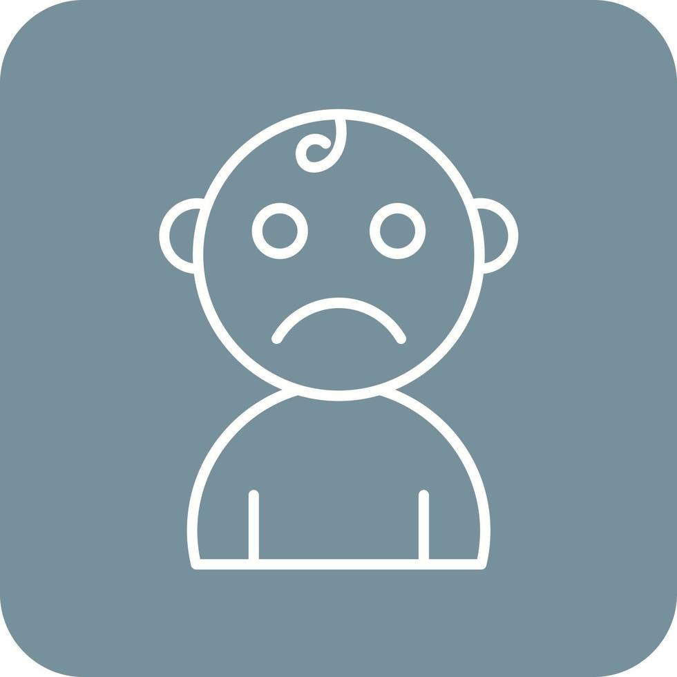 Sad Baby Line Round Corner Background Icons vector