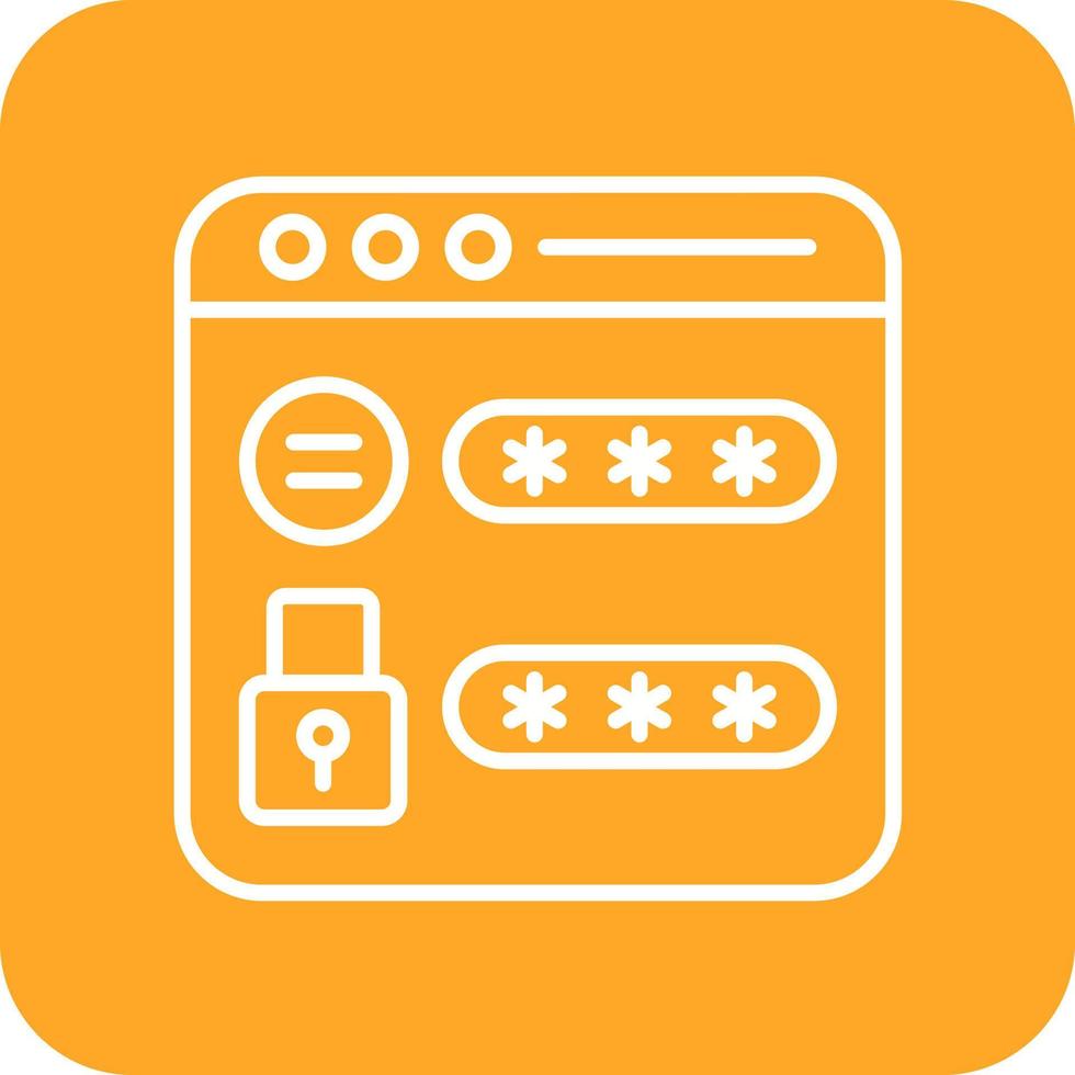 Website Password Line Round Corner Background Icons vector