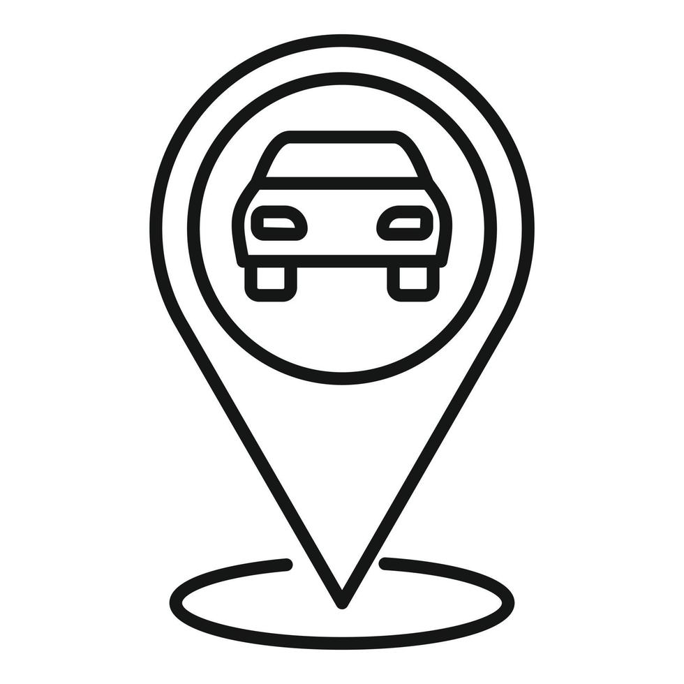 Hitchhiking car location icon, outline style vector