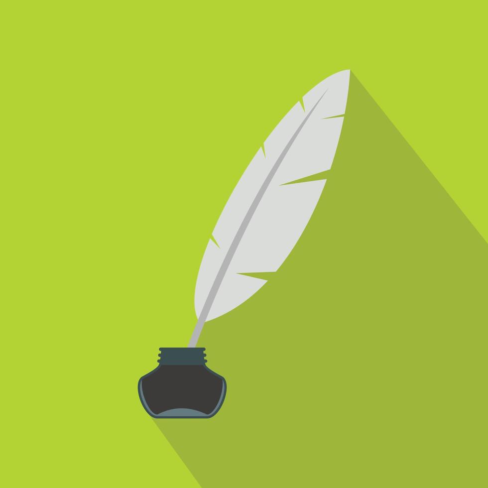 Ink with pen icon, flat style vector