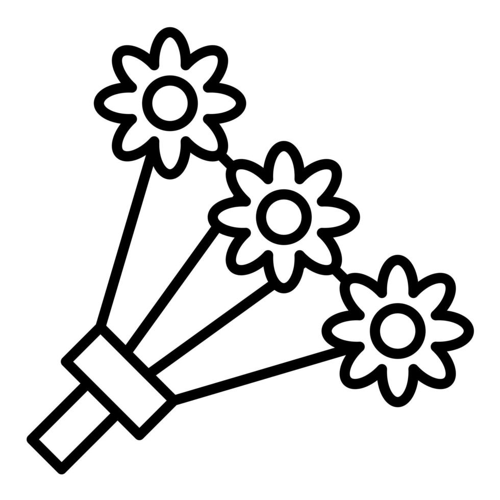 icono de línea de ramo de flores vector