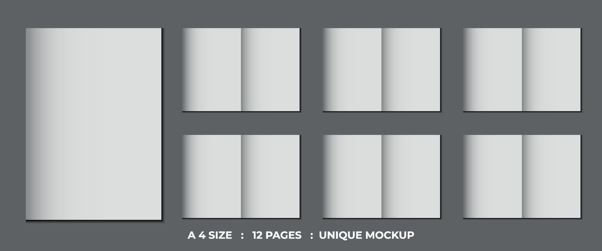 12 pages company profile or business bifold brochure mockup design vector