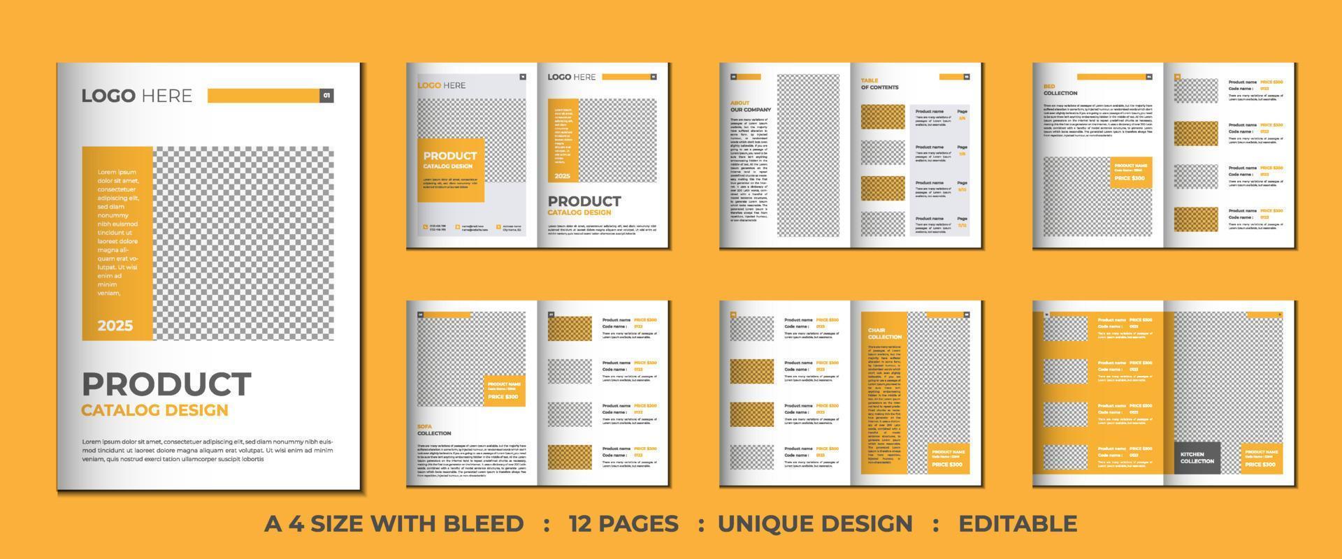 12 Pages company product catalog or portfolio template design vector