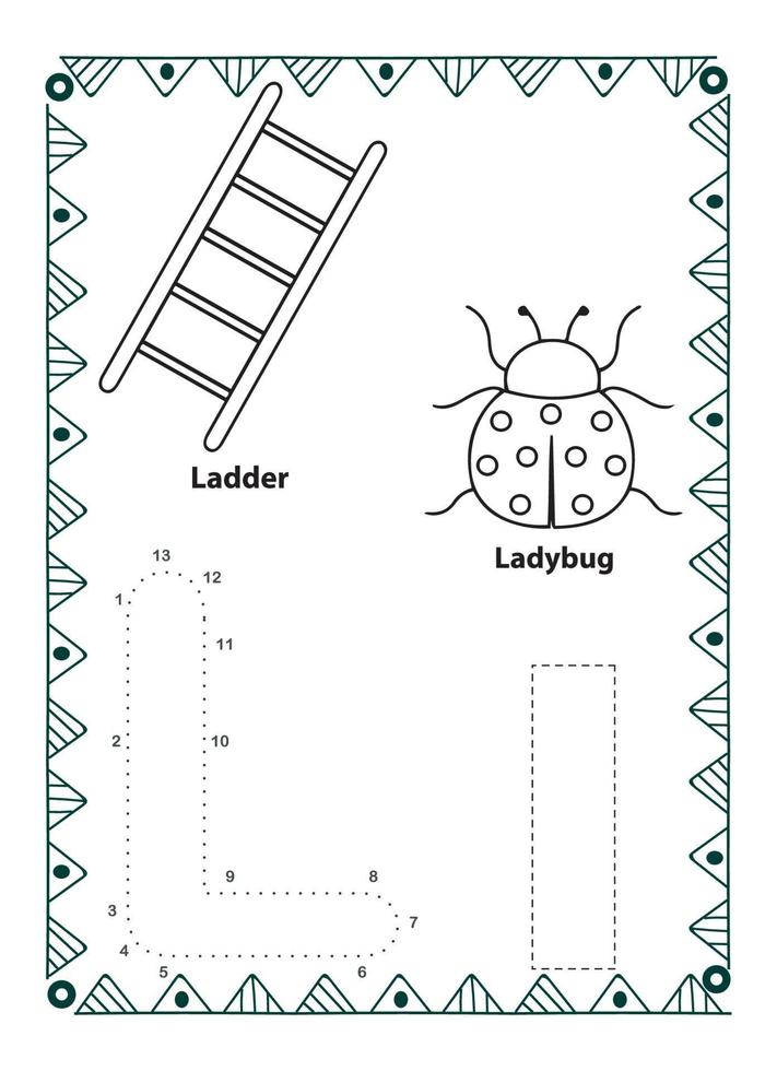 Alphabet Do To Dot And Coloring Page For Kids and Toddlers vector