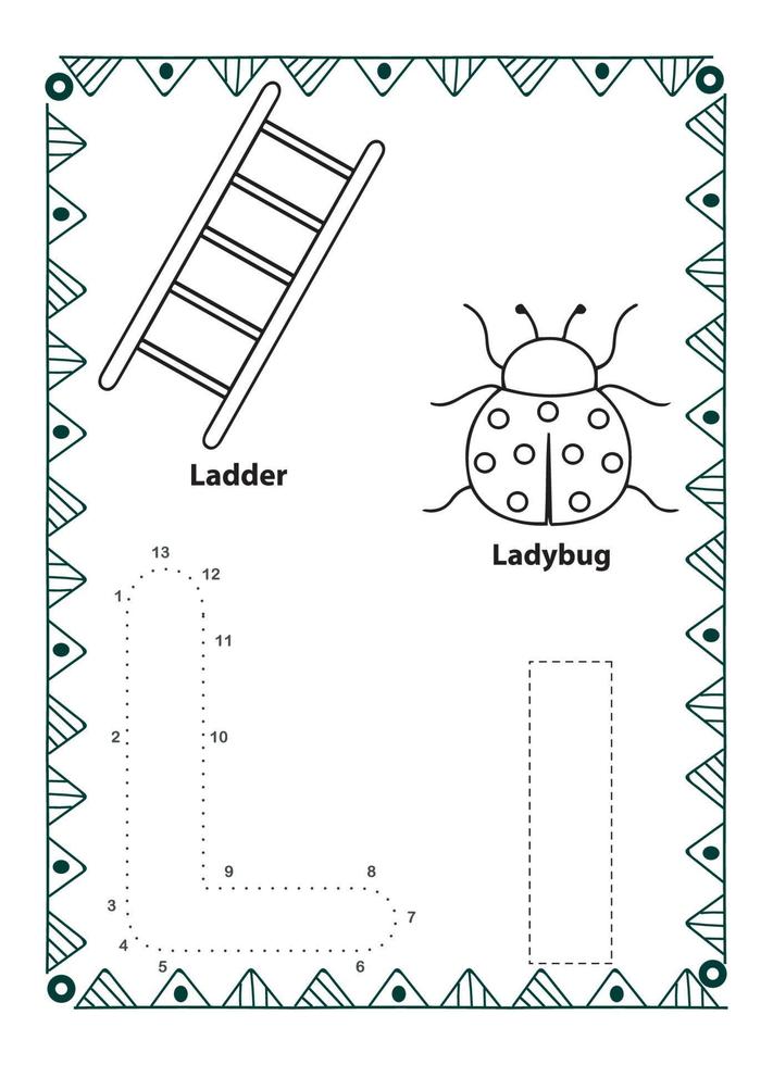 alfabeto do to dot y página para colorear para niños y niños pequeños vector