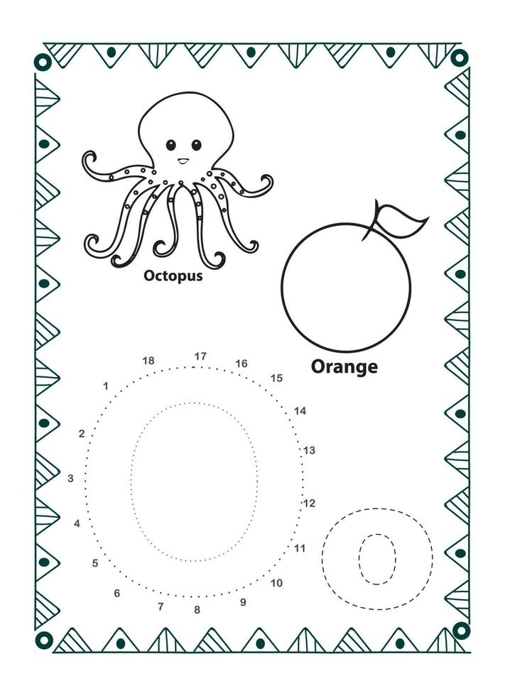 Alphabet Do To Dot And Coloring Page For Kids and Toddlers vector