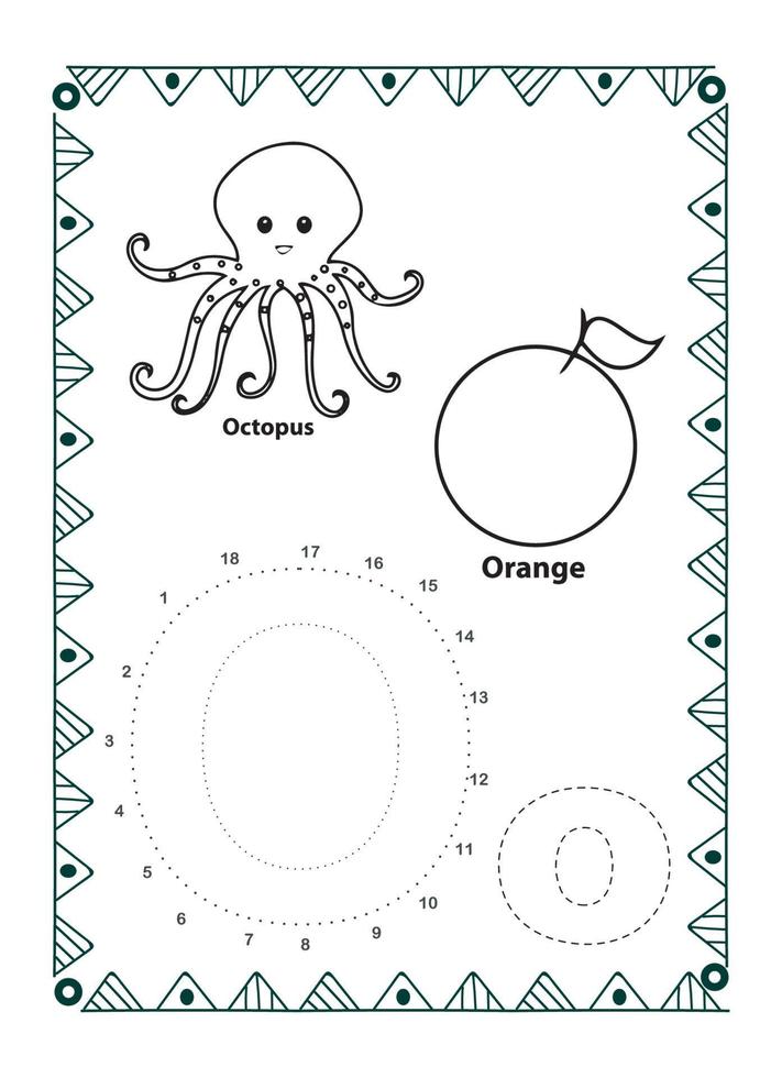 alfabeto do to dot y página para colorear para niños y niños pequeños vector