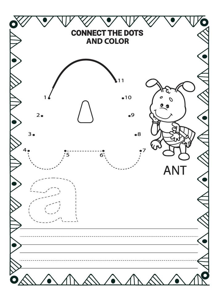 Alphabet Do To Dot And Coloring Page For Kids and Toddlers vector