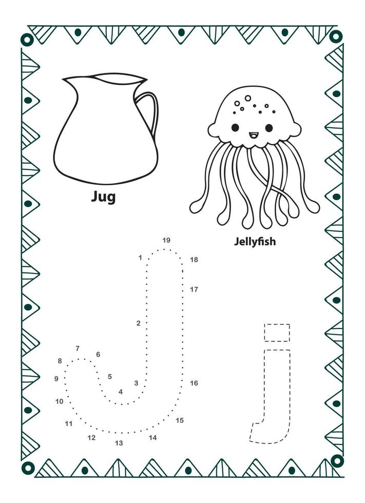 Alphabet Do To Dot And Coloring Page For Kids and Toddlers vector