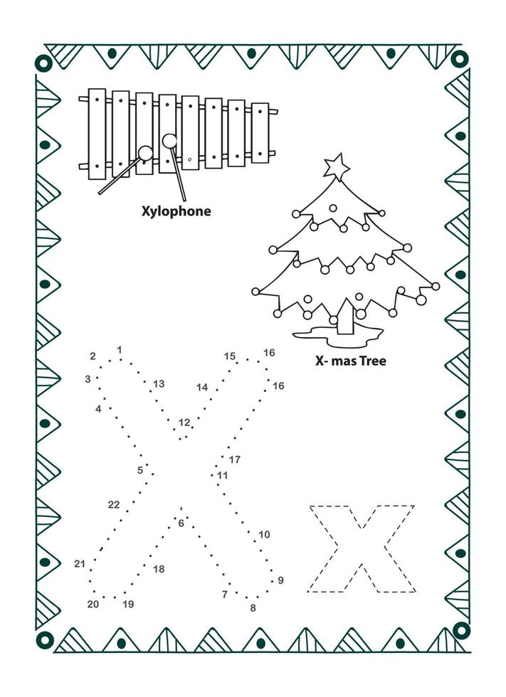 alfabeto do to dot y página para colorear para niños y niños pequeños vector