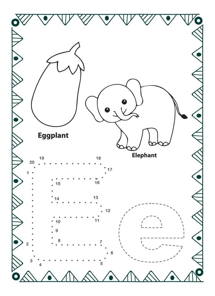 Alphabet Do To Dot And Coloring Page For Kids and Toddlers vector