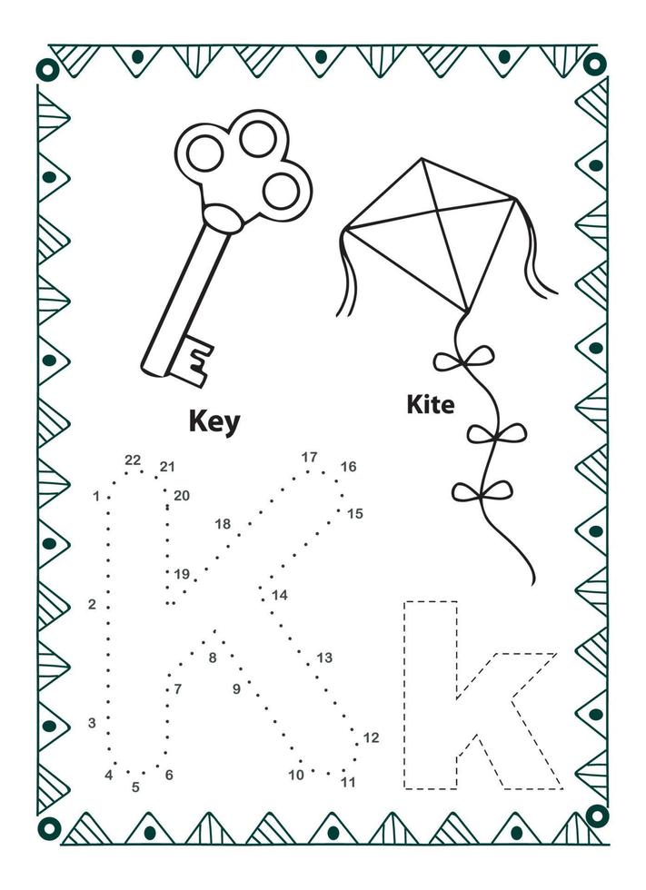 Alphabet Do To Dot And Coloring Page For Kids and Toddlers vector