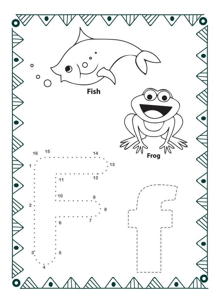 Alphabet Do To Dot And Coloring Page For Kids and Toddlers vector