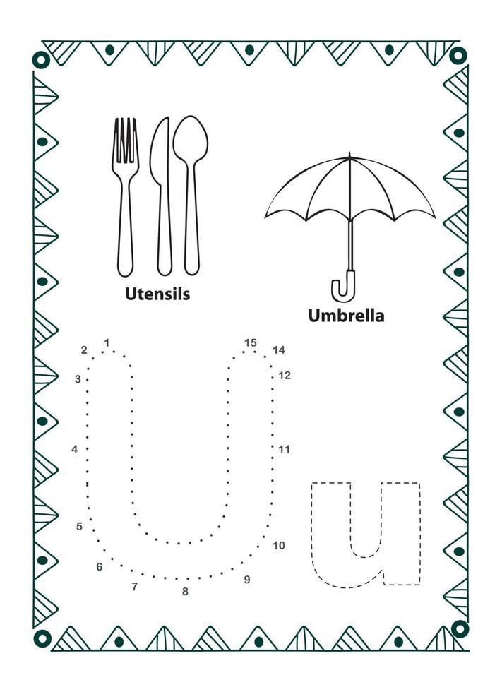 alfabeto do to dot y página para colorear para niños y niños pequeños vector