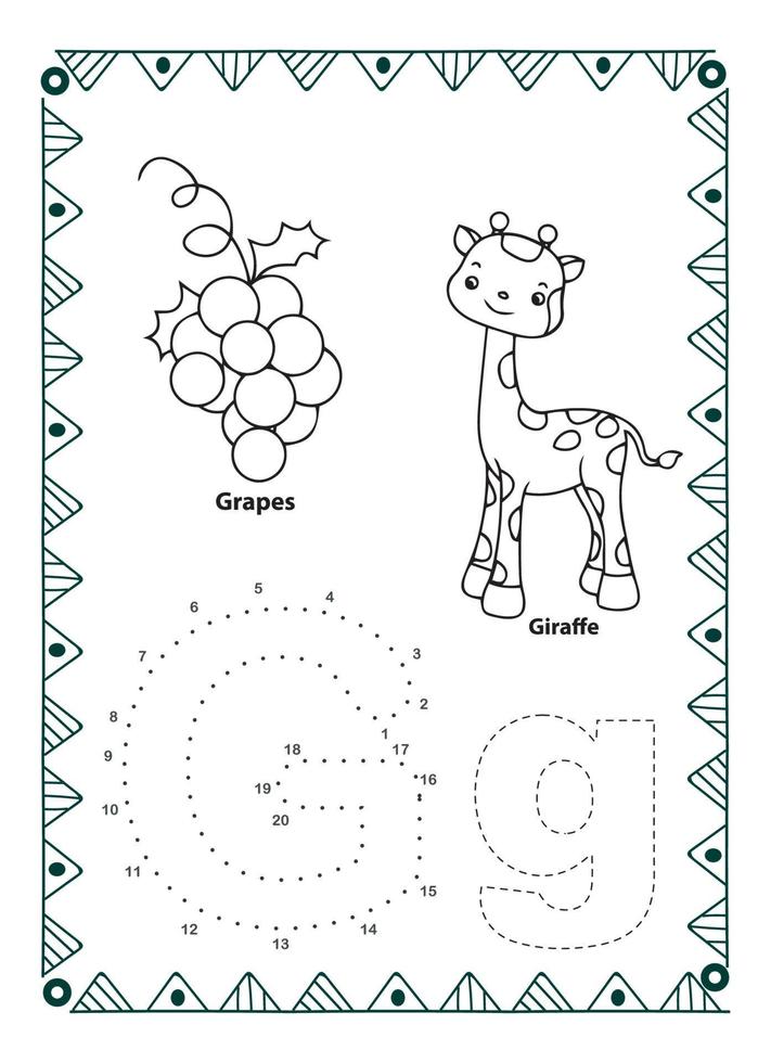 Alphabet Do To Dot And Coloring Page For Kids and Toddlers vector