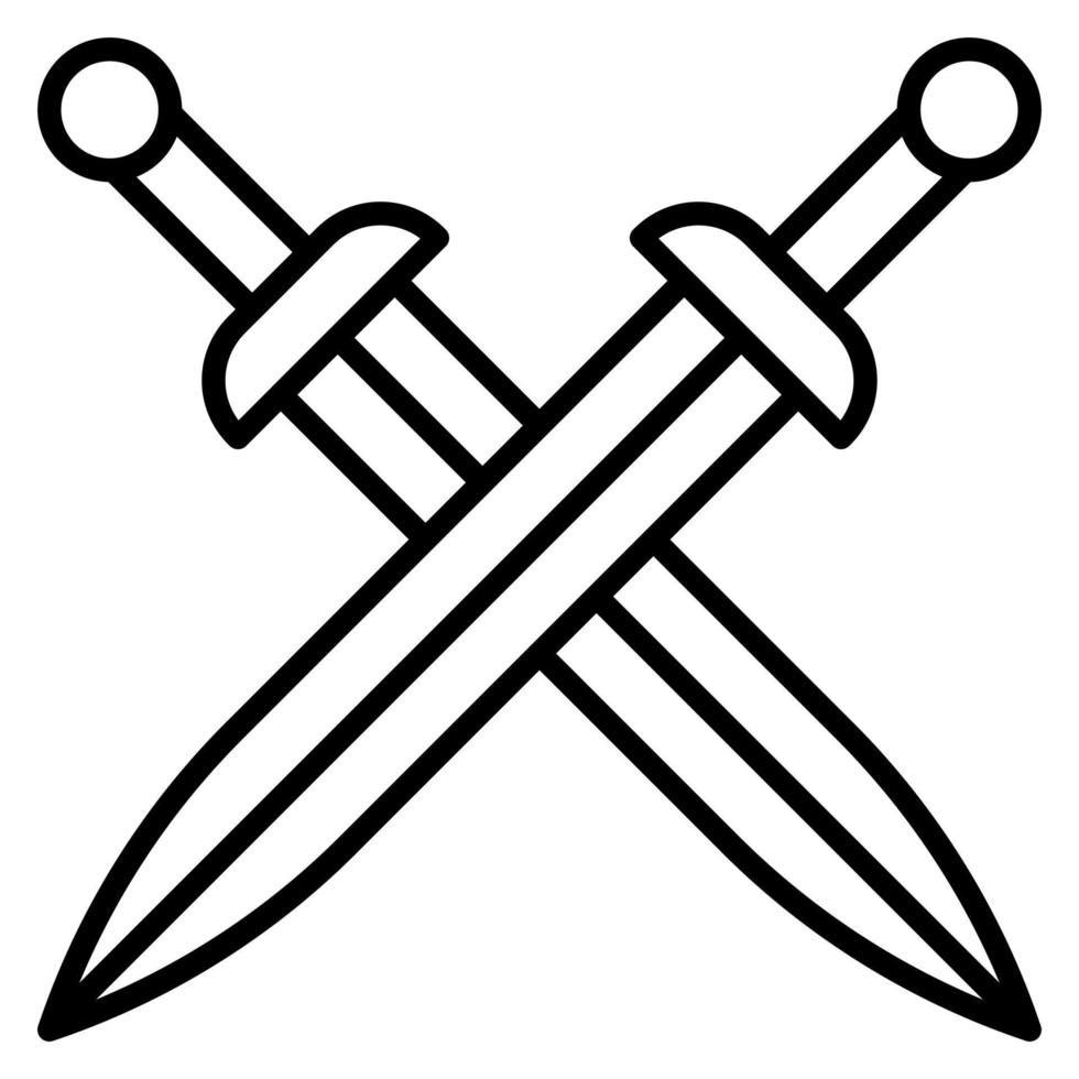 Two Swords Line Icon vector
