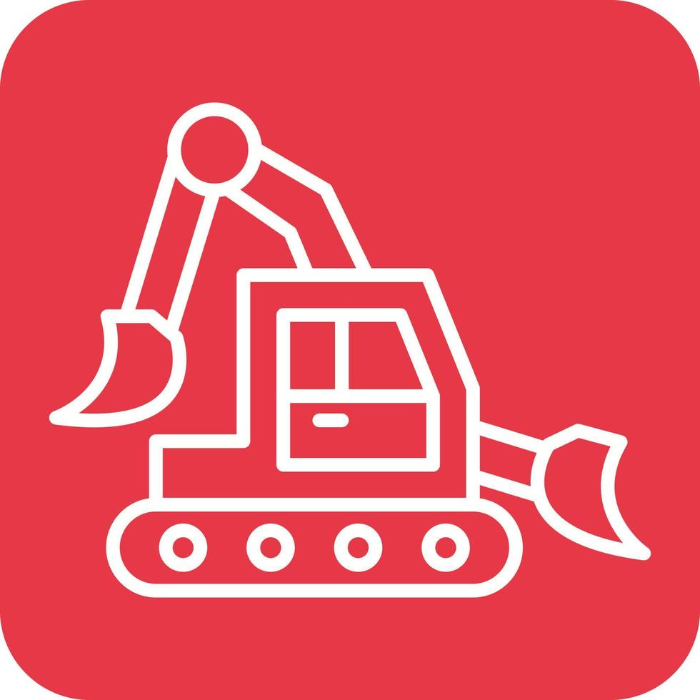 Backhoe Line Round Corner Background Icons vector