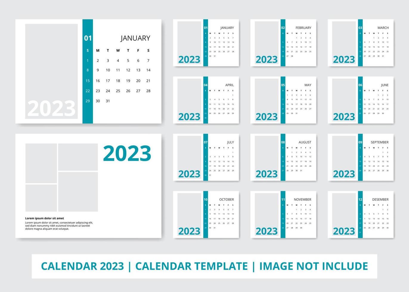 2023 calendar template simple and clear design vector