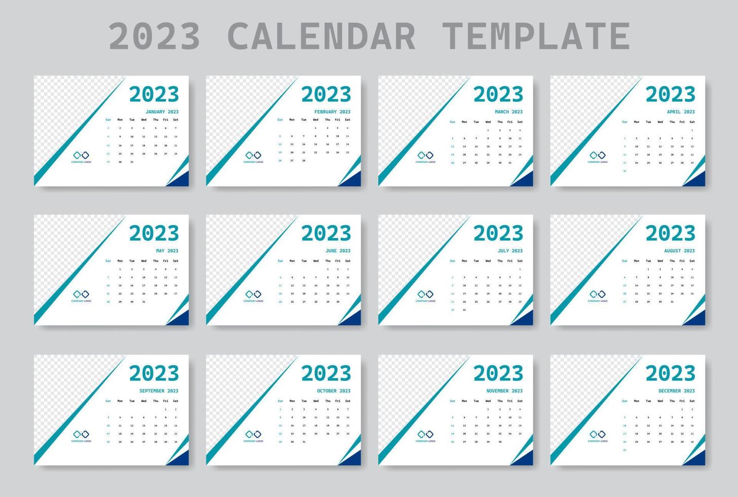 Plantilla de calendario simple y limpio de año nuevo 2023 vector