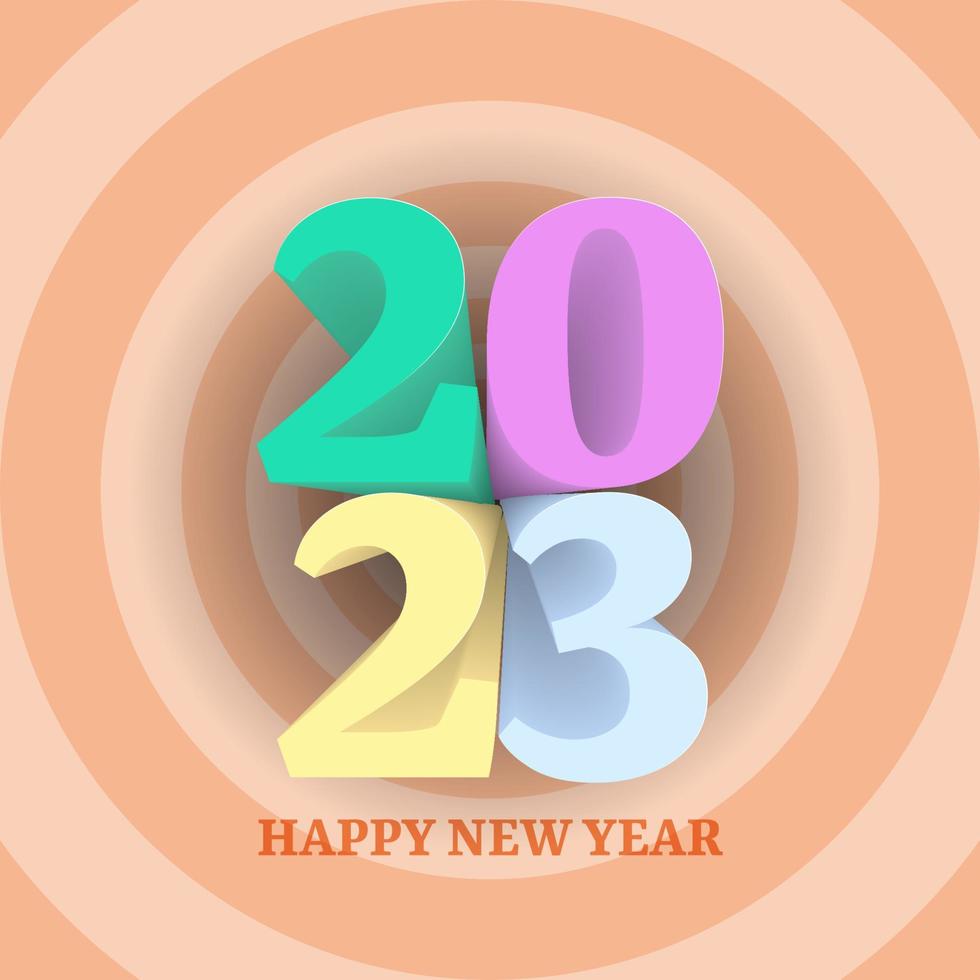 funny Greeting card happy new year 2023 circle background vector