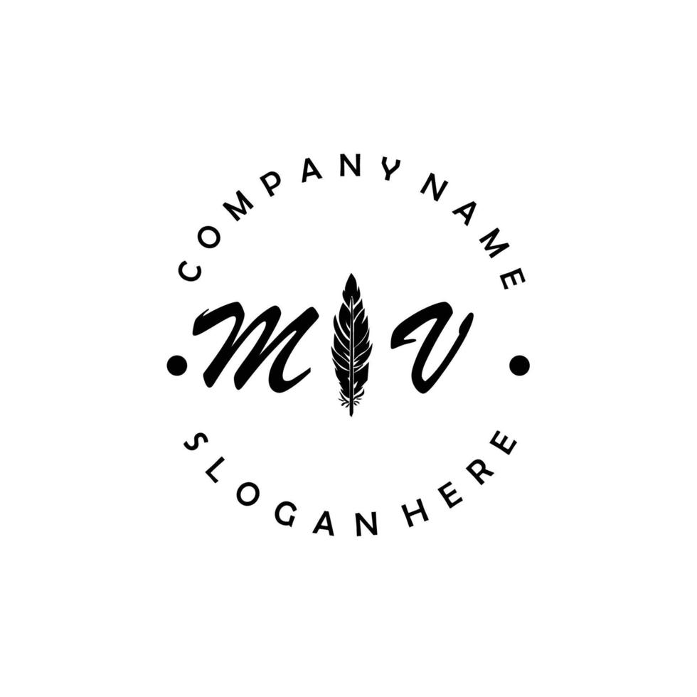 Initial MV letter logo elegant company brand luxury vector