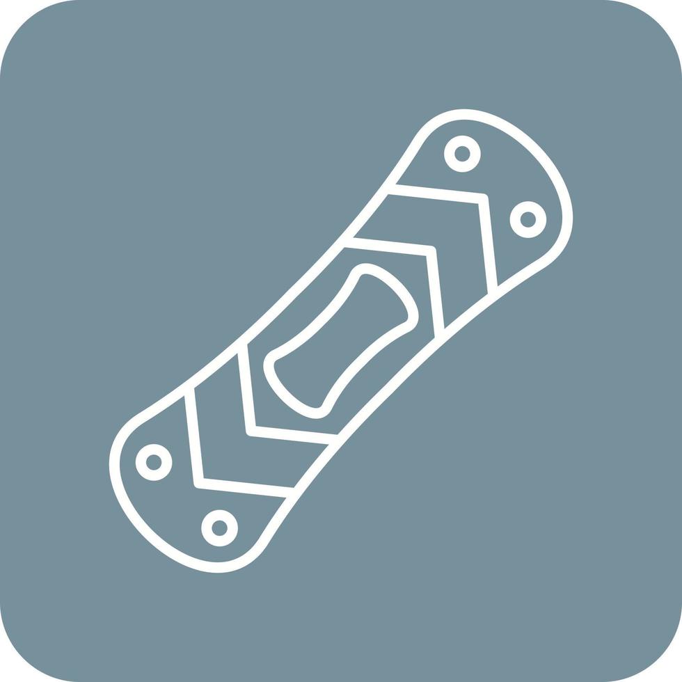 Snowboard Line Round Corner Background Icons vector