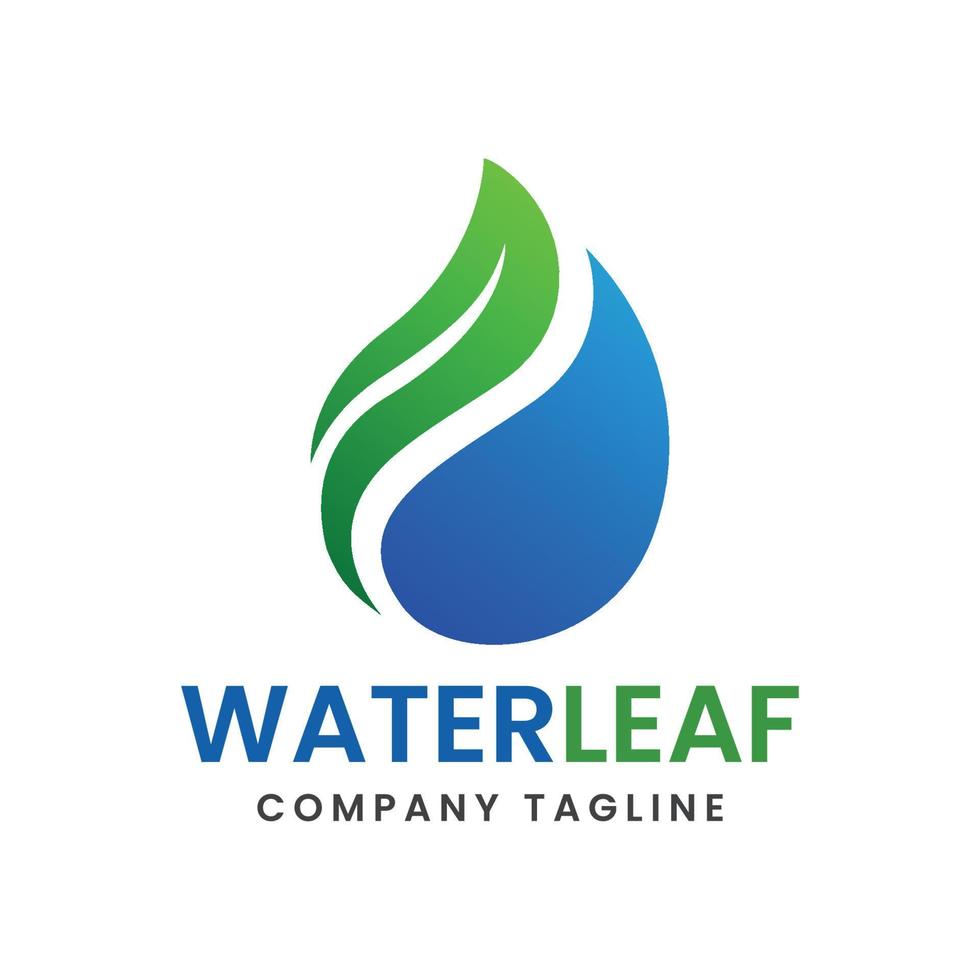 Water and leaf creative logo design template vector