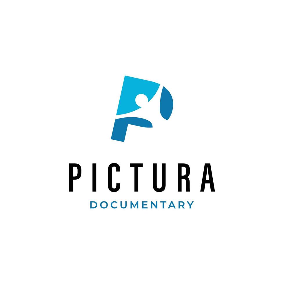 P letter logo with human shape vector