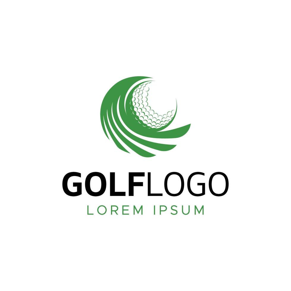 logo de pelota de golf con alas verdes vector