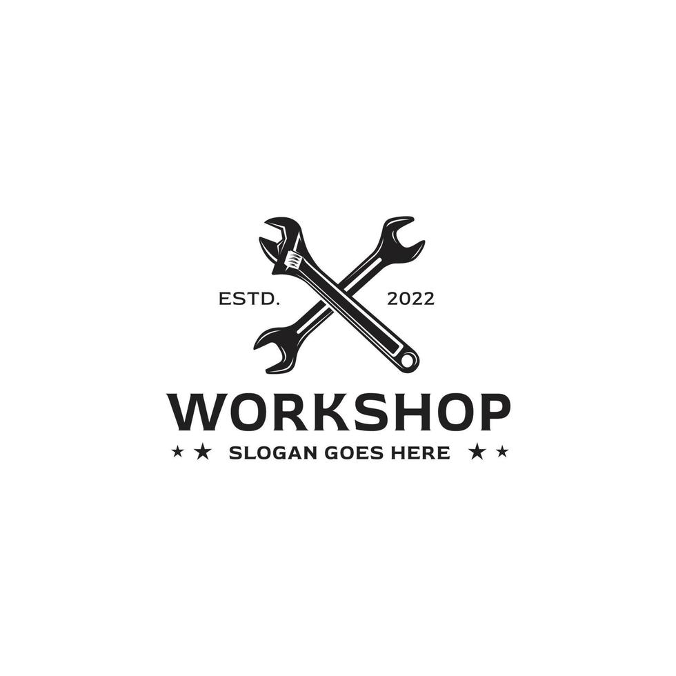 Workshop key logo in vintage style vector