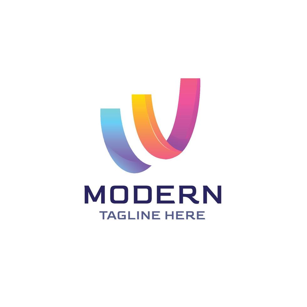 logotipo colorido de la letra w adecuado para la empresa moderna vector