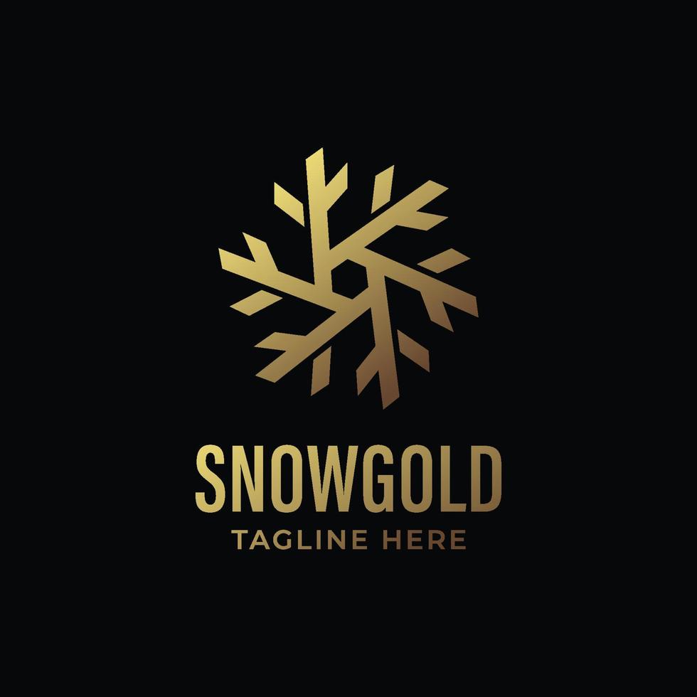 Snow flower logo with strong concept and golden color vector