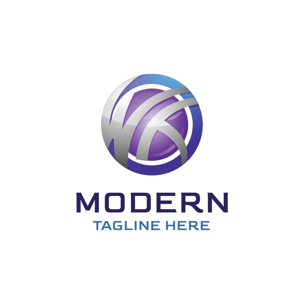 logotipo de wt de letras coloridas adecuado para empresas modernas vector