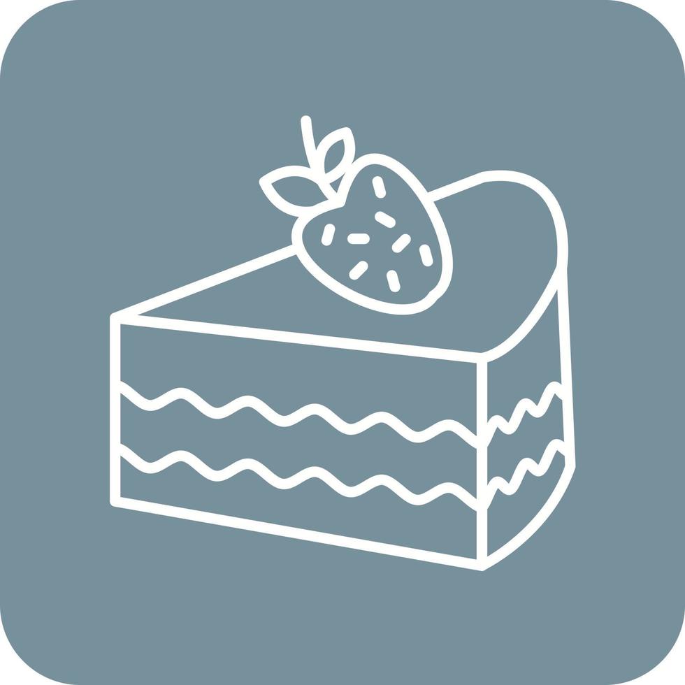Strawaberry Cake Line Round Corner Background Icons vector