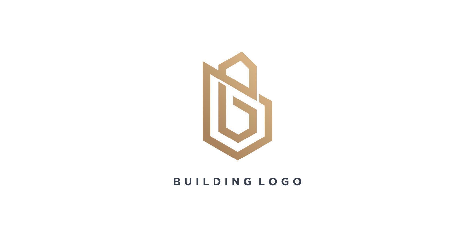 Building logo design idea with abstract letter B vector