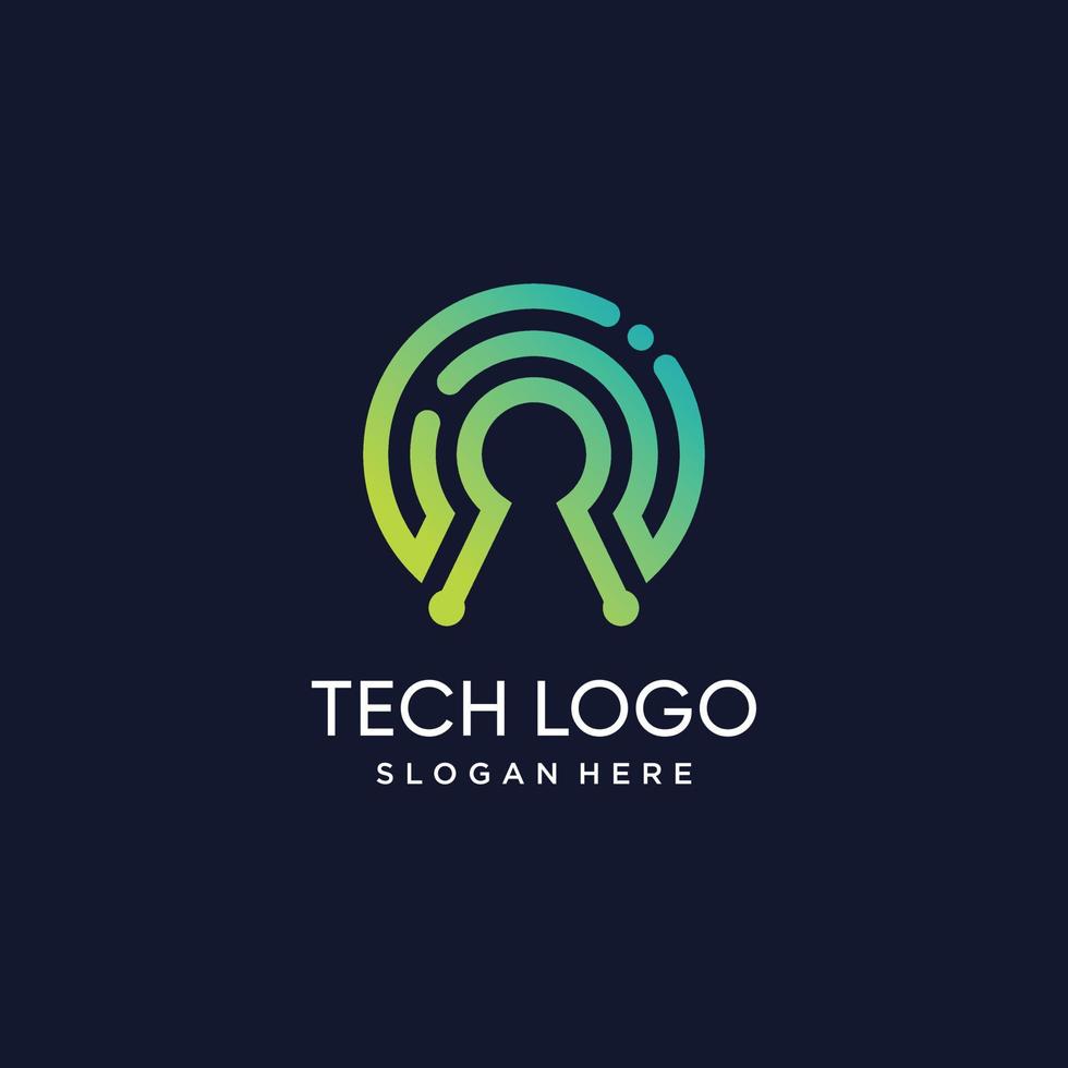 diseño de logotipo de tecnología con concepto creativo moderno vector