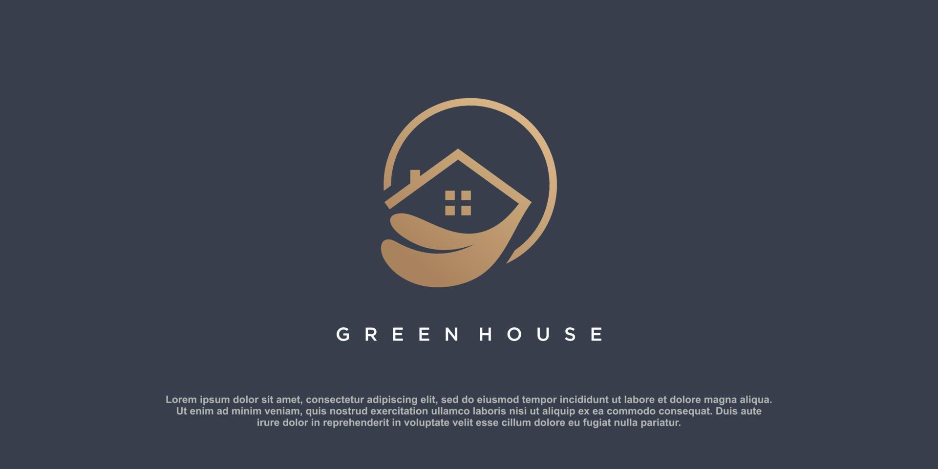 Green house logo design with creative concept vector