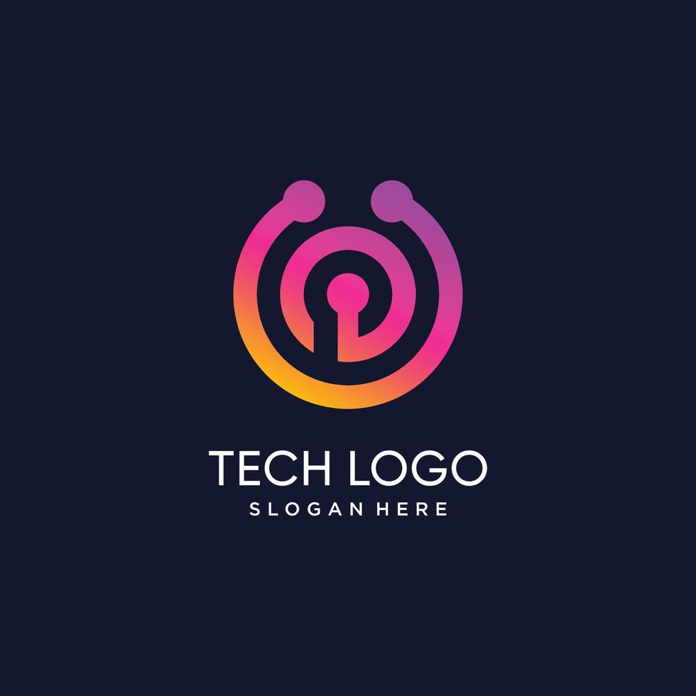 Technology logo design with modern creative concept vector
