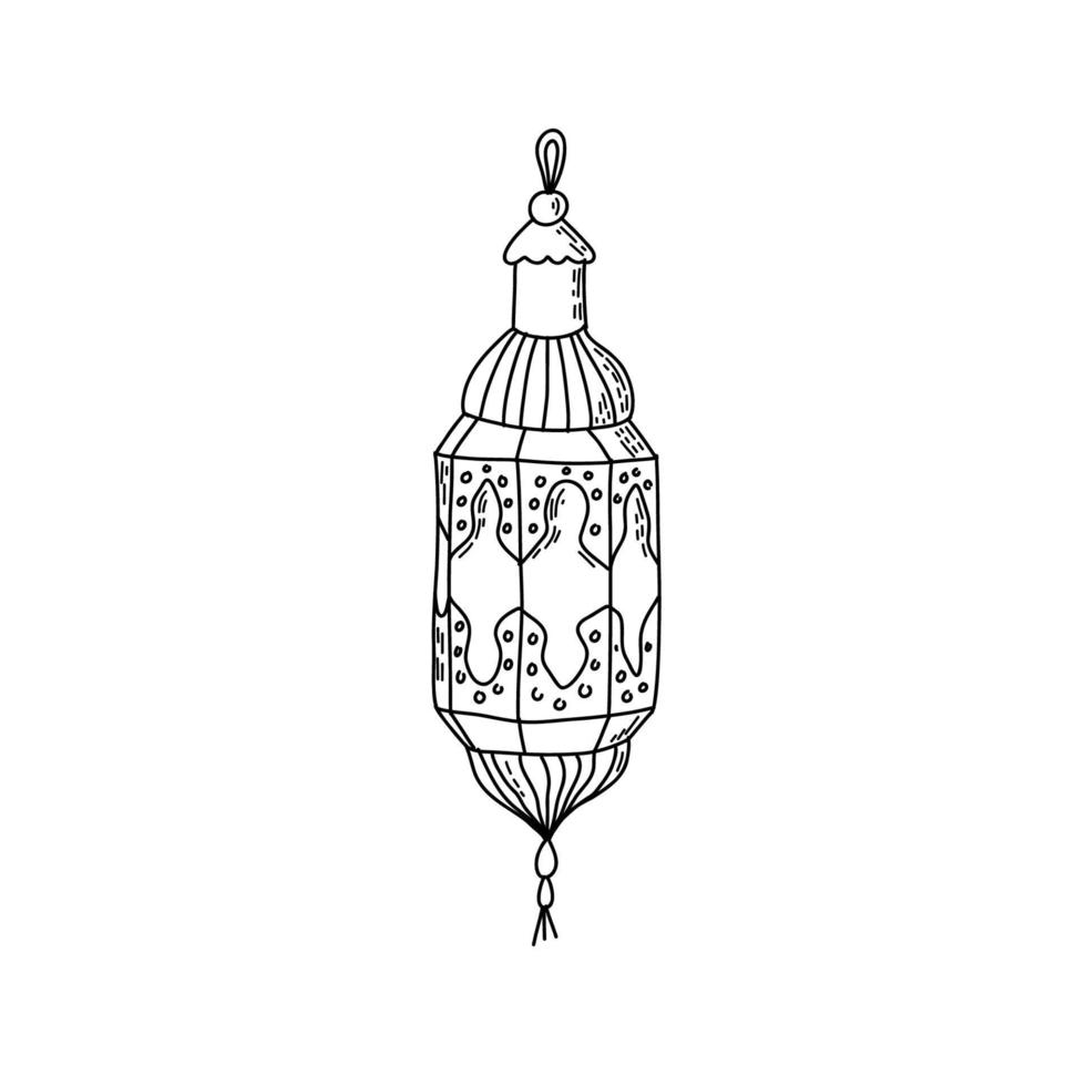 Hand drawn lantern icon. Ramadan Kareem design elements. Vintage lantern vector illustration.