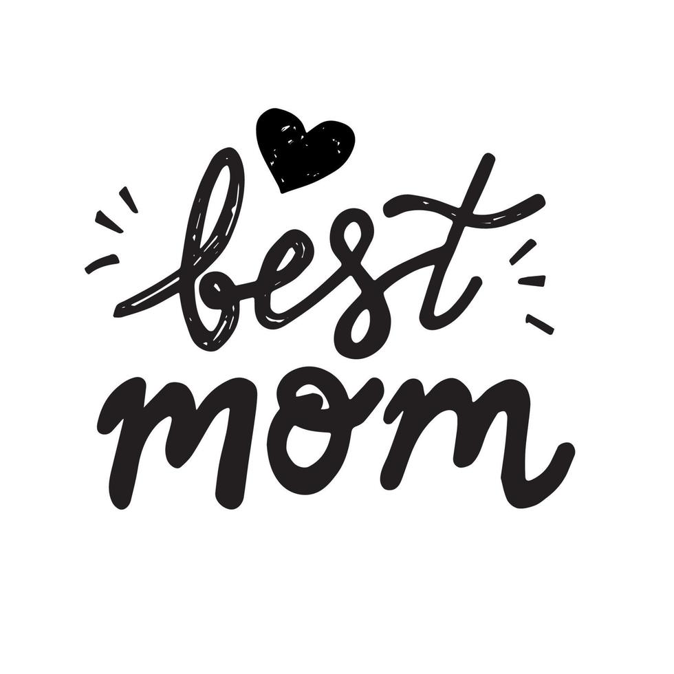 Best mom hand written lettering for Mother's day Greeting Card. vector
